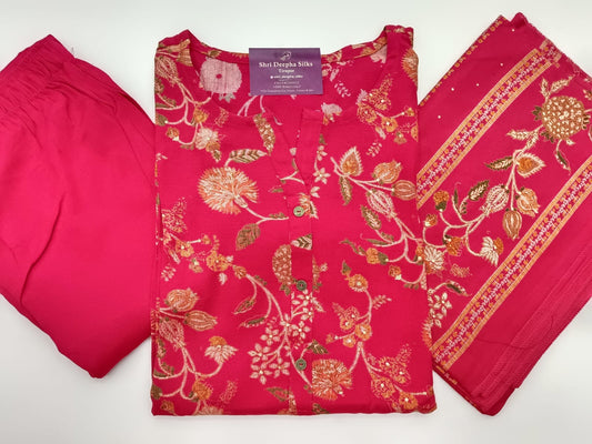 Office Wear Spun Cotton 3 Pcs Salwar Set