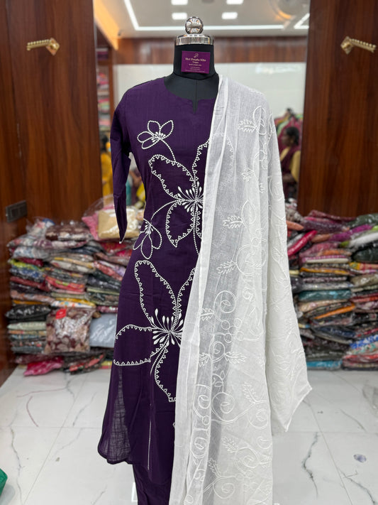 Premium Khadi Cotton 3 Pcs Salwar Set - PKSS04