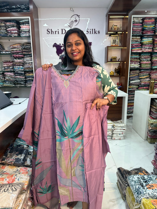 Embroidery with Digital Prints 3 Pcs Silk Salwar Set - JVSS19