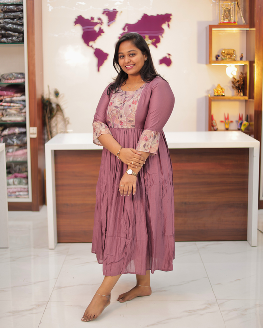 Bridgerton Pastel Dusty Rose Silk Maxi - ALMX14