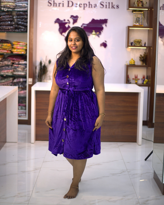 Purple Velvet Sleeveless Midi - WNMD48