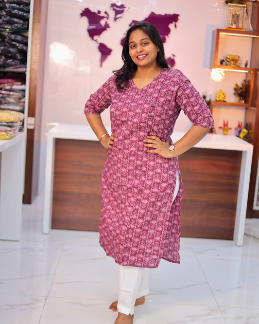 Jaipur Cotton Pale Pink Straight Cut Kurti - CPSK10