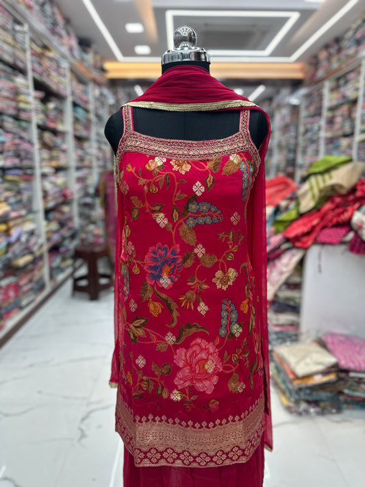 Premium Party Wear Pure Silk Embroidery 3 Pcs Salwar Set