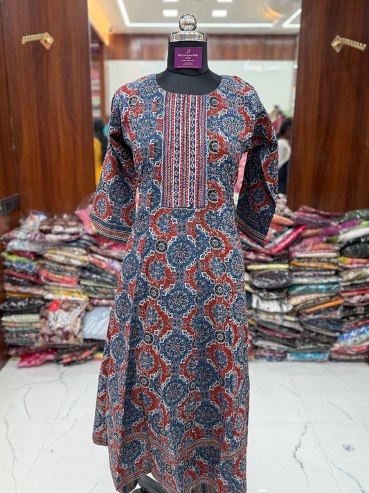 Pure Cotton 3 Pcs Anarkali Set