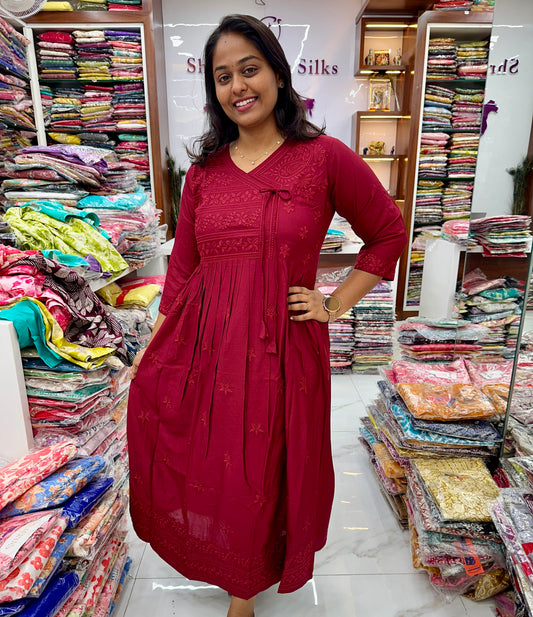 Chickenkari Kediya Cut MIDI Maroon