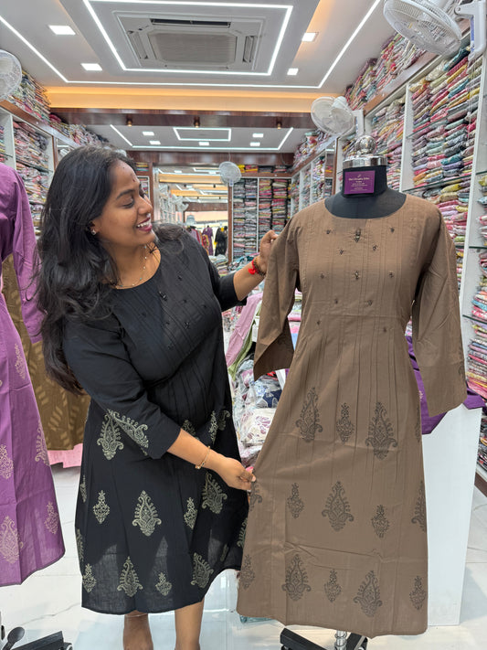 Jaipur Khadi Cotton Aline Kurti - ALKT106