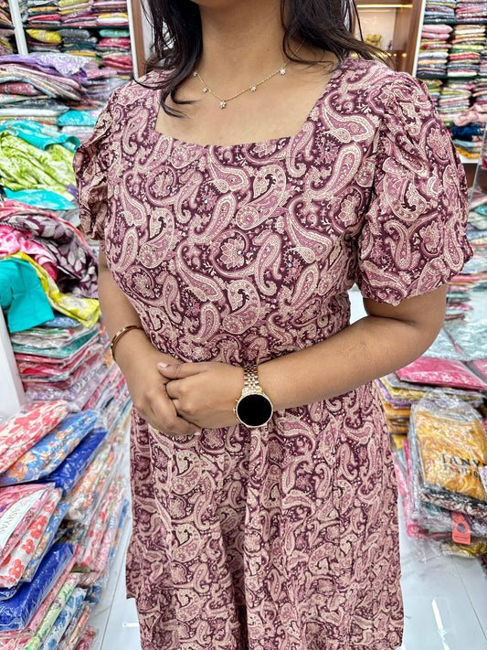 Jaipur Cotton Midi dress Wine