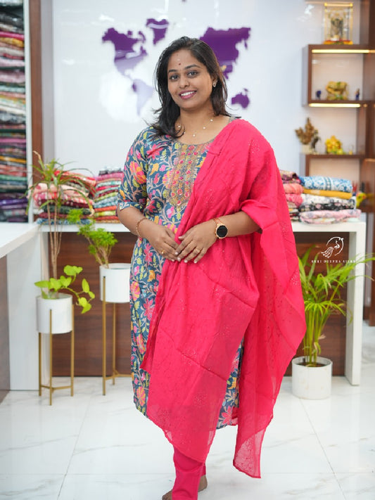 Royal Blue Crepe Silk premium 3 pcs Salwar set