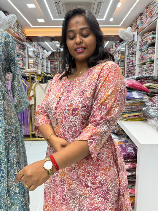 Chanderi Silk Aline Kurti - ALKT114