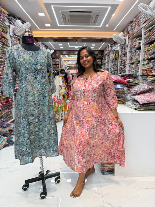 Chanderi Silk Aline Kurti - ALKT115