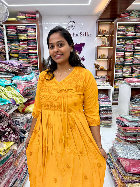 Chickenkari Kediya Cut MIDI Yellow