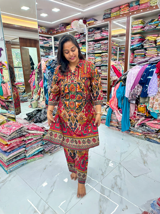 Kashmiri Co Ord Set Mustard