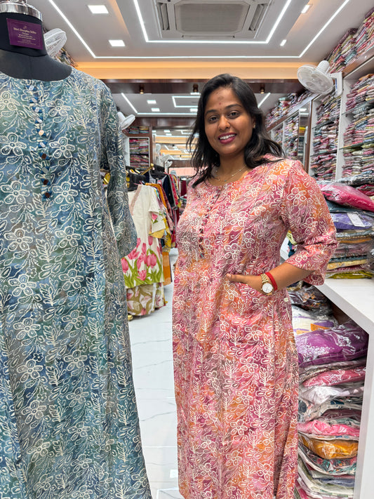 Chanderi Silk Aline Kurti - ALKT114