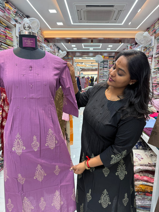 Jaipur Khadi Cotton Aline Kurti - ALKT105