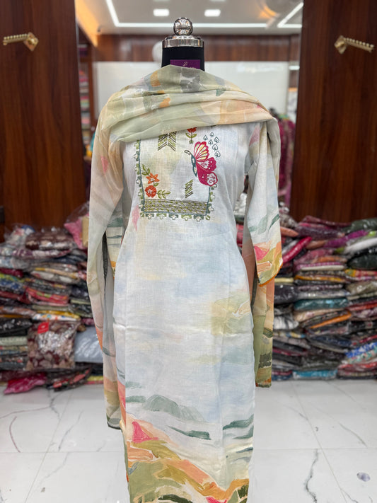 Premium Khadi Cotton 3 Pcs Salwar Set - PKSS07