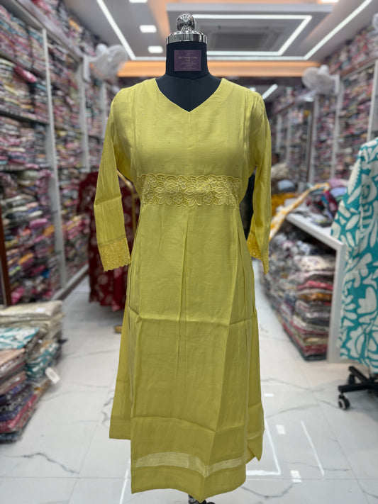 Chanderi Silk Aline Kurti - ALKT99