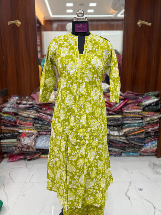 Pure Cotton 3 Pcs Anarkali Set