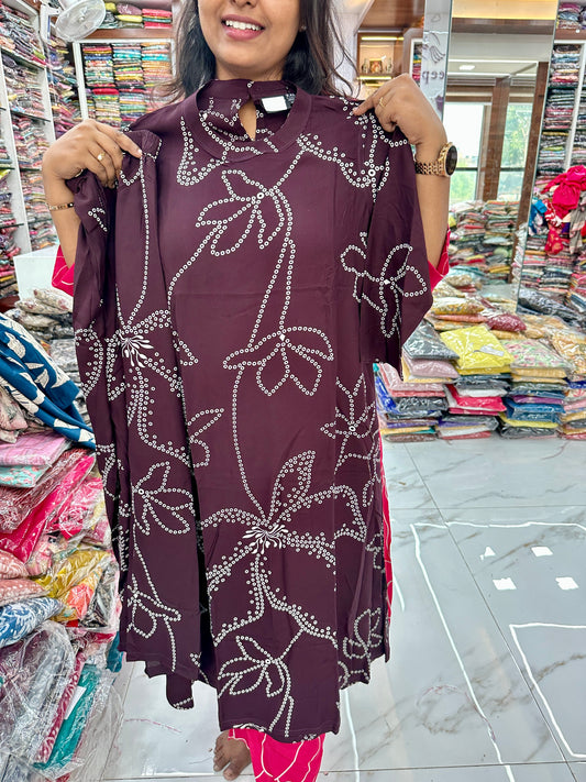 Co Ord Set Wine Floral Dots