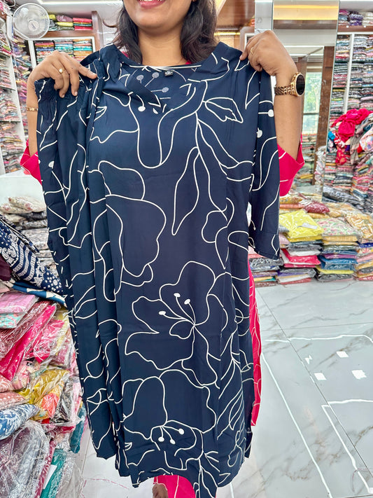 Co Ord Set Navy Blue Floral