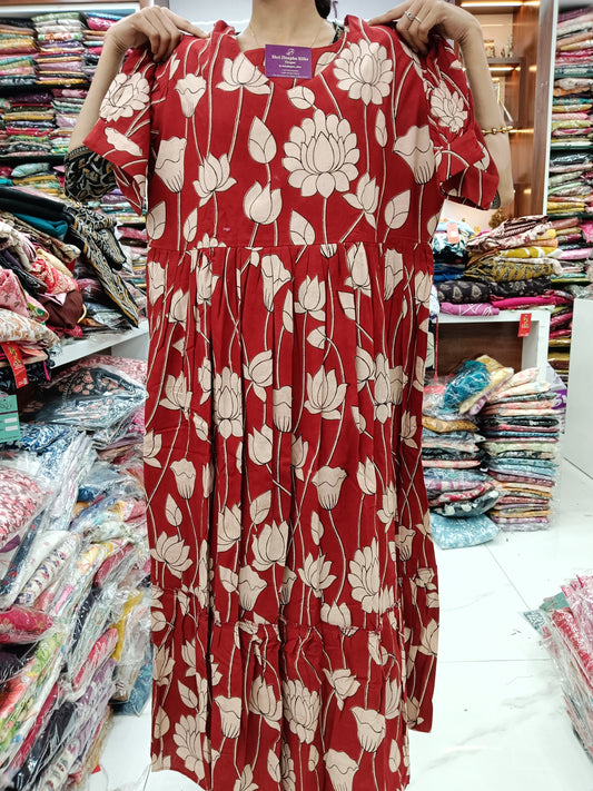 Kalamkari Cotton Puff Midi - YWKK06