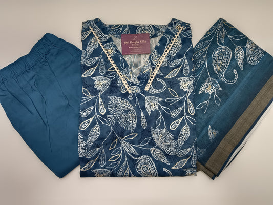 Office Wear Spun Cotton 3 Pcs Salwar Set