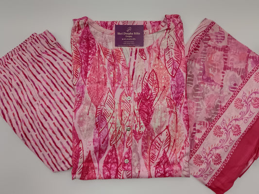 Office Wear Spun Cotton 3 Pcs Salwar Set