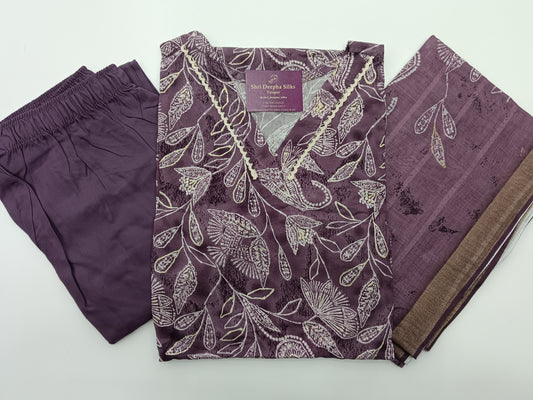 Office Wear Spun Cotton 3 Pcs Salwar Set