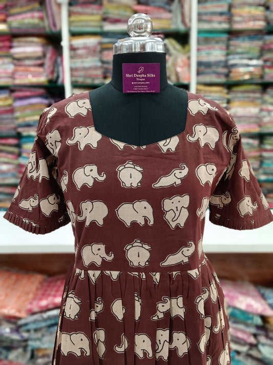 Kalamkari Cotton Puff Midi - KKMD04