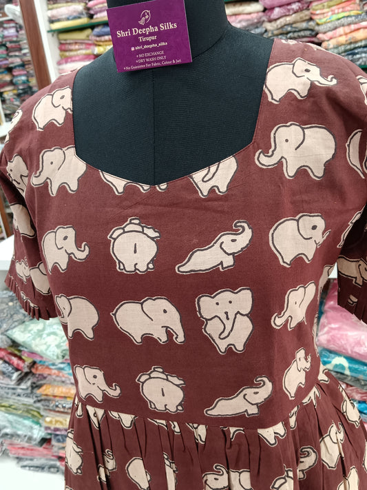 Kalamkari Cotton Puff Midi - KK04