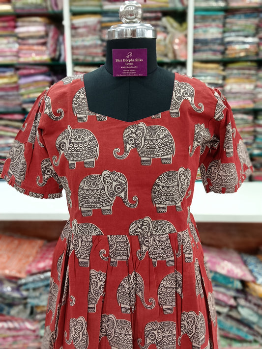 Kalamkari Cotton Puff Midi - KK06