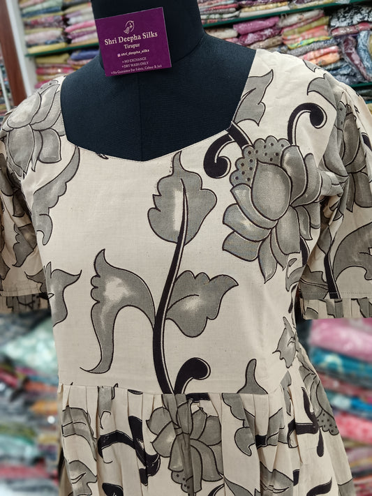 Kalamkari Cotton Puff Midi - KK15