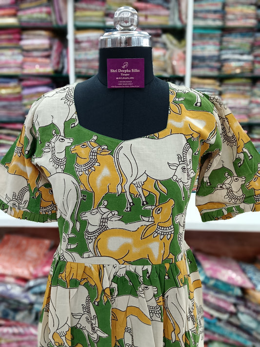 Kalamkari Cotton Puff Midi - KK17