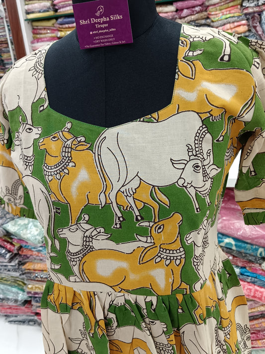 Kalamkari Cotton Puff Midi - KK17