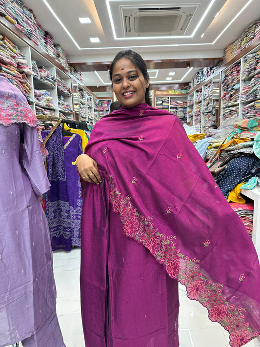 AN06 - Premium Silk 3Pcs Purple Party wear Salwar Set