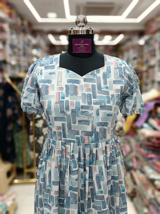 Pure Viscous Blue Georgette Midi - GM29