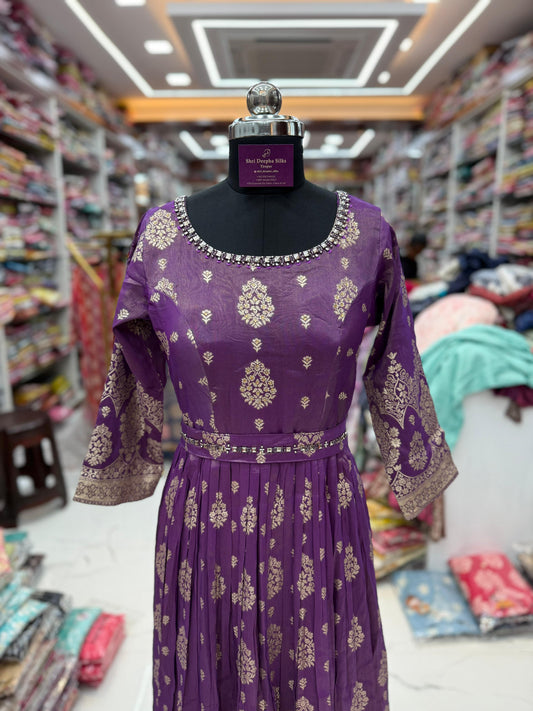Purple Banaras Zari Maxi
