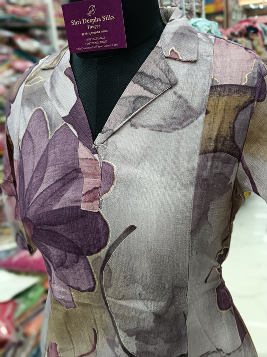 Aline Collar Kurti Dusky Orchid Bloom - ACK02