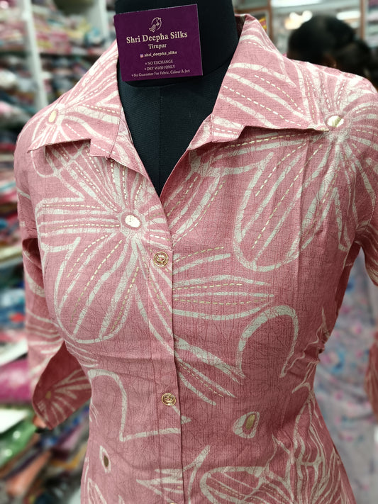 Aline Collar Co Ord Set Blush Petal Elegance - ACS07