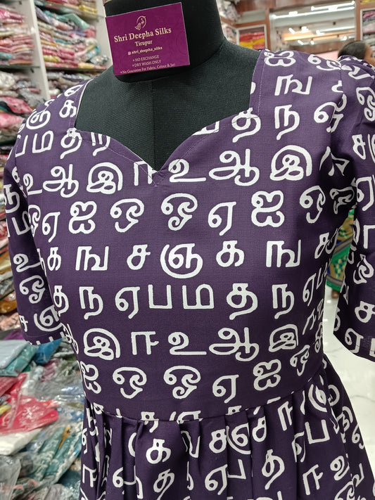 Tamizhi Midi - Purple Tamil letters budget midi