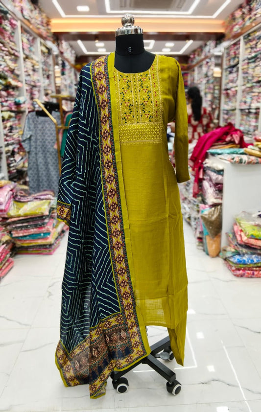 Premium Party Wear Digital Print Embroidery 3 Pcs Salwar Set