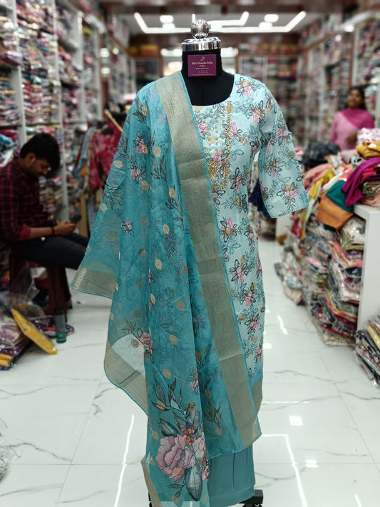 Premium Party Wear Pure Muslin Digital Print 3 Pcs Salwar Set