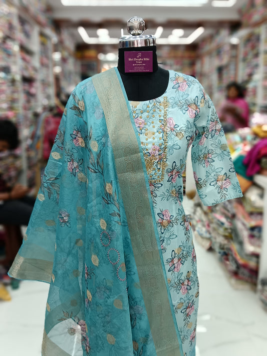 Premium Party Wear Pure Muslin Digital Print 3 Pcs Salwar Set