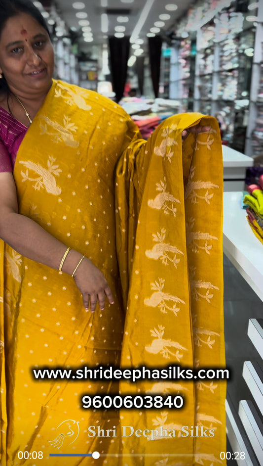 Parrot Tussar Silk Saree