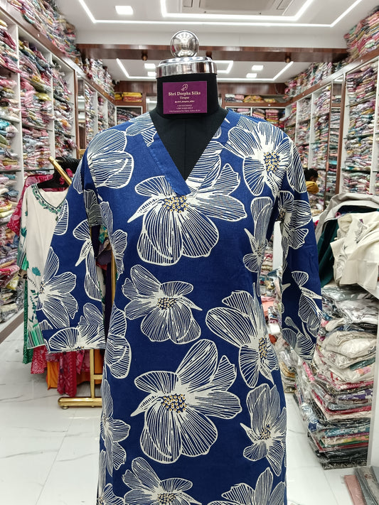 Blue Wild Flower Flex Cotton Co Ord Set - FCCS18