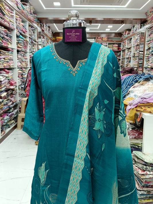 Premium Party Wear Pure Silk Embroidery 3 Pcs Salwar Set