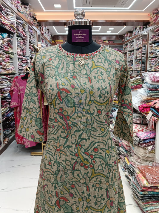 Linen Cotton Aline Kurti - ALKT44