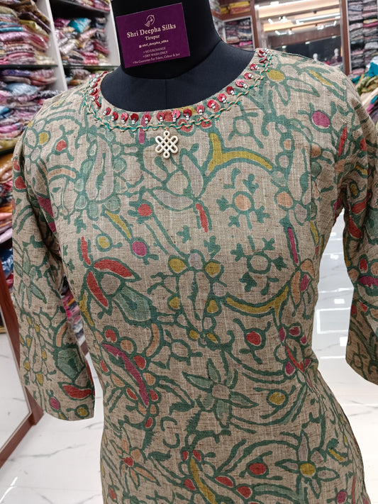 Linen Cotton Aline Kurti - ALKT44