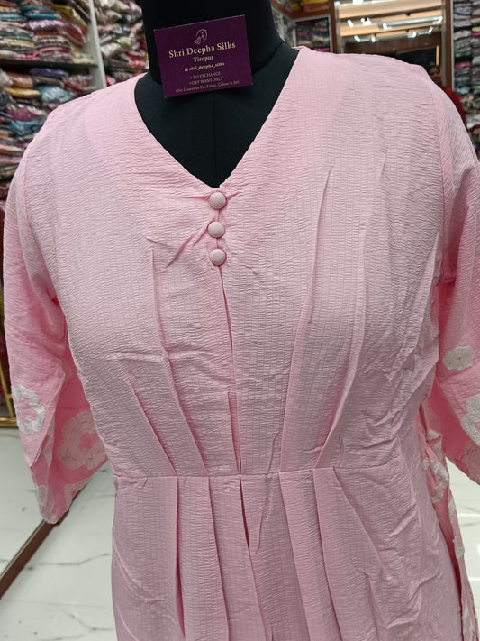 Soft Crinkle Baby Pink Western Midi - WM02