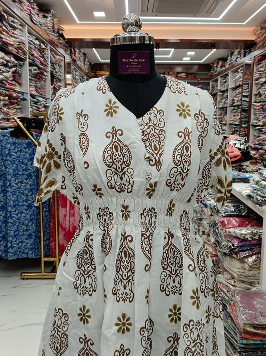 White & Brown Western Midi - WM17