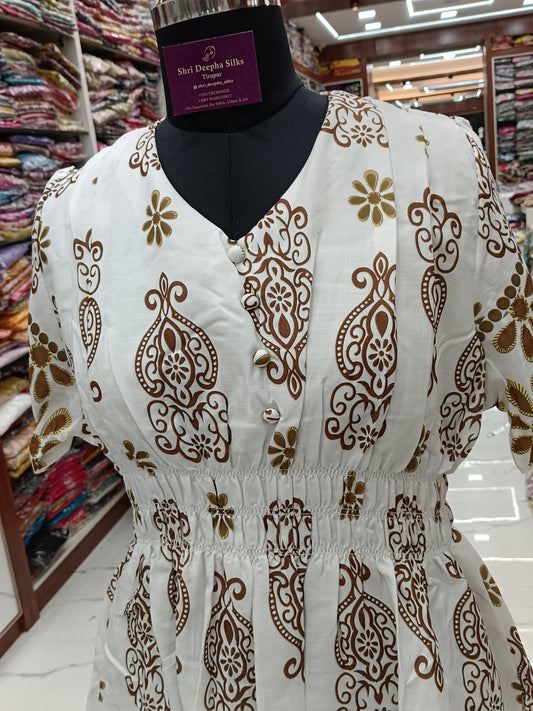 White & Brown Western Midi - WM17